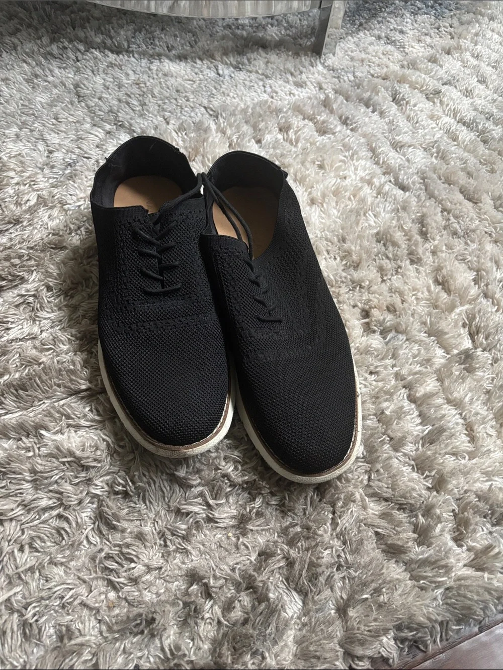 Nautica Men’s Black Knit Lace-Up Sneakers with White Sole